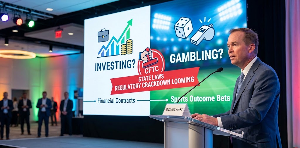 Former OMB Director Mick Mulvaney warns of mounting regulatory risks for prediction markets, arguing sports contracts are illegal gambling, not investing. URL Slug: prediction-market-regulation-mick-mulvaney-warning