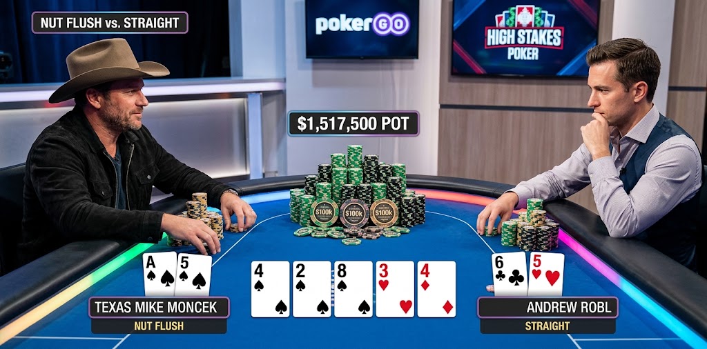 Nut Flush vs. Straight: How "Texas Mike" Took Andrew Robl for $1.5M on PokerGO
