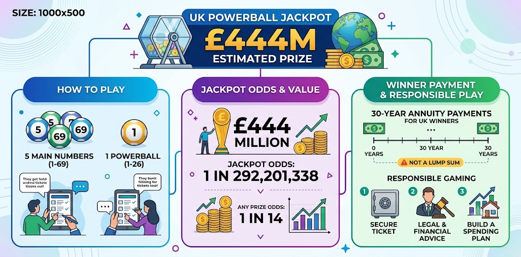 £444m UK Powerball: Rules, True Odds & Jackpot Mechanics