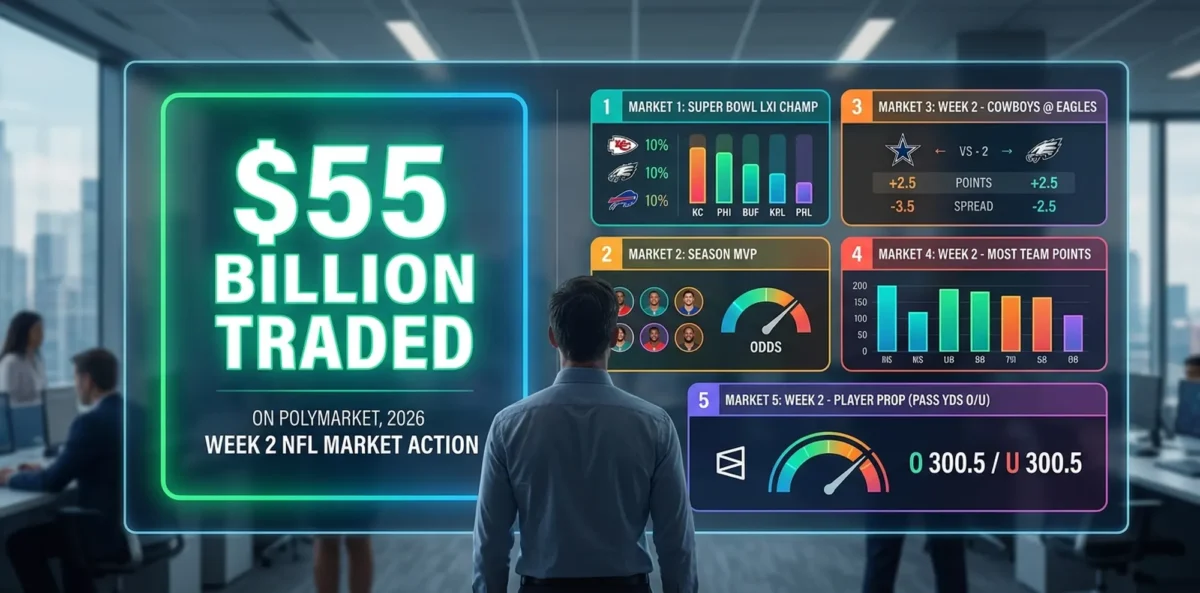 $55 Billion Traded on Polymarket in 2026: The 5 NFL Week 2 Markets Generating the Most Action Right Now