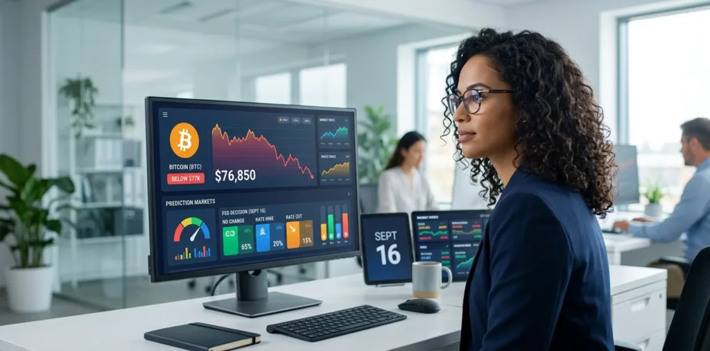 Bitcoin Below $77K Before the Fed Decision: What Prediction Markets Say Happens Next (Sept 16)